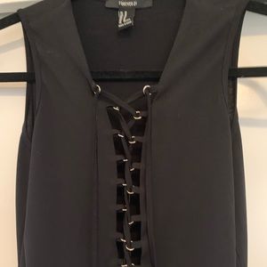 Lace up deep V bodysuit